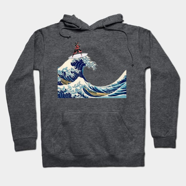 Samurai fight and ride the great wave Hoodie by erterfed